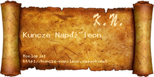 Kuncze Napóleon névjegykártya